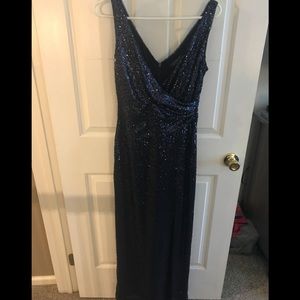 EUC Ralph Lauren Evening Navy sequin floor length